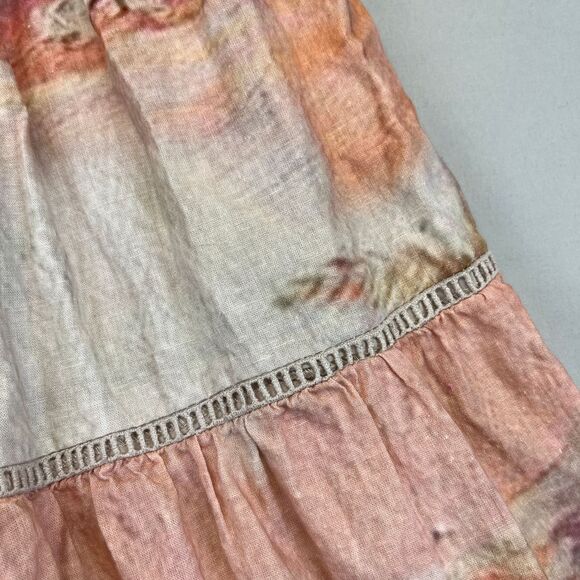 Rachel Zoe Linen Blend Palm Tree Tiered Maxi Skirt Women Lg Beach Tropical Print - Picture 3 of 9